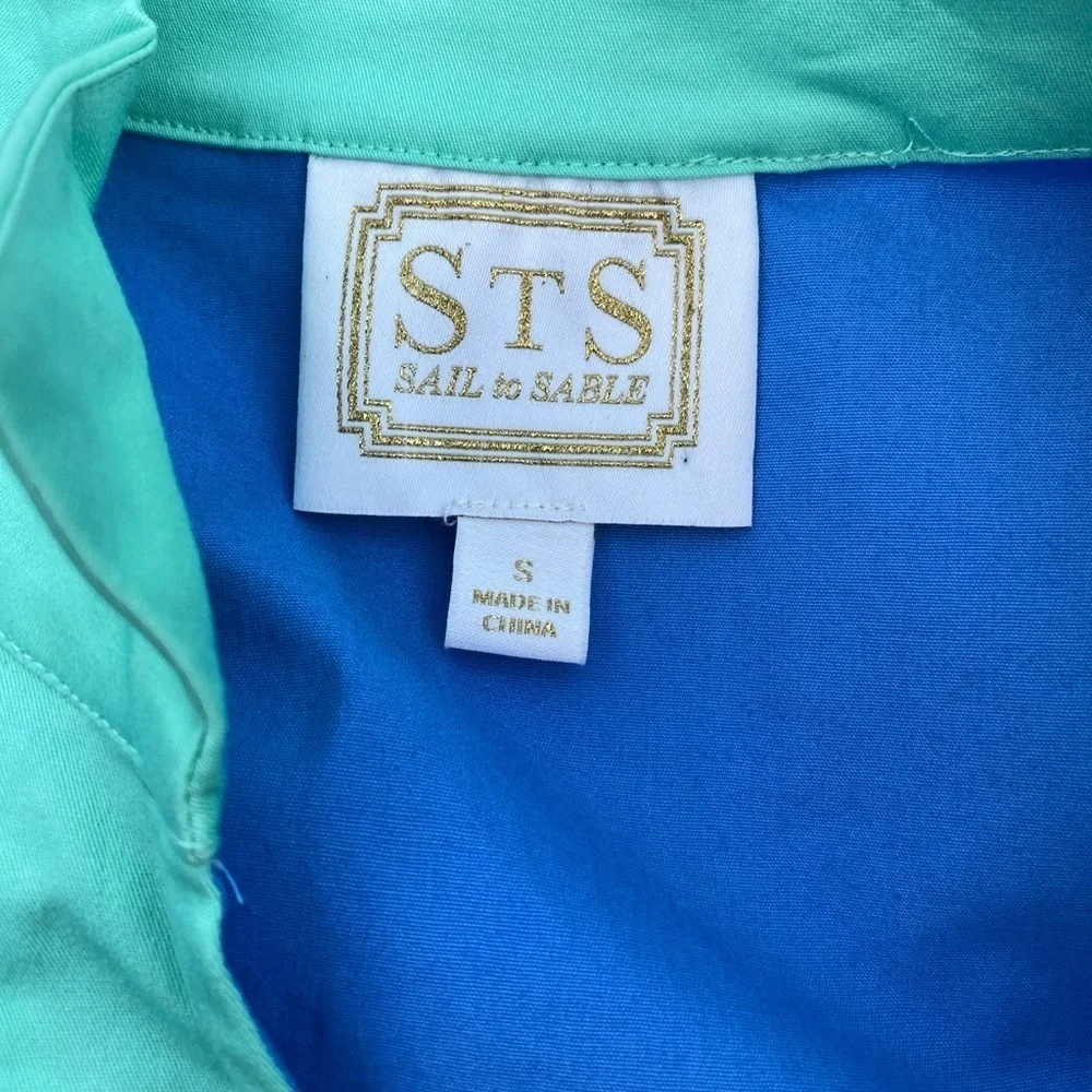 Sail to Sable Blue & Green Colorblock Sleeveless Tunic Dress - Small